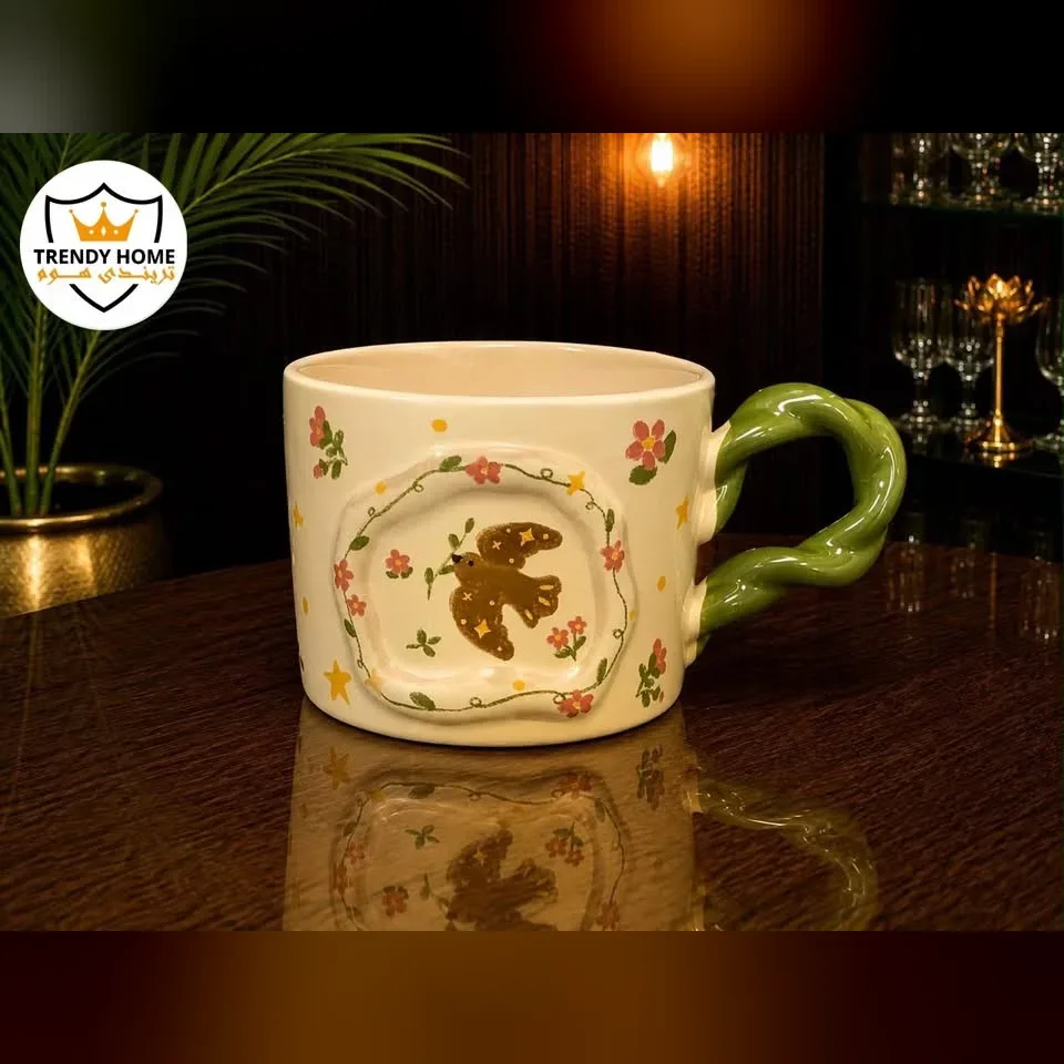 Hand-Painted Ceramic Mug with Bird