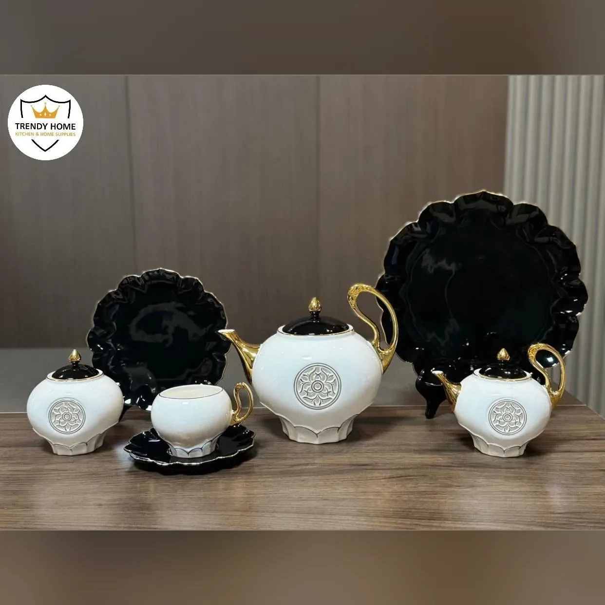 Black and White Ceramic Tea Set
