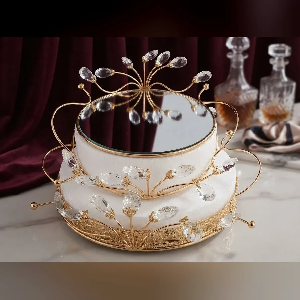 Gold Crystal Cake Stand