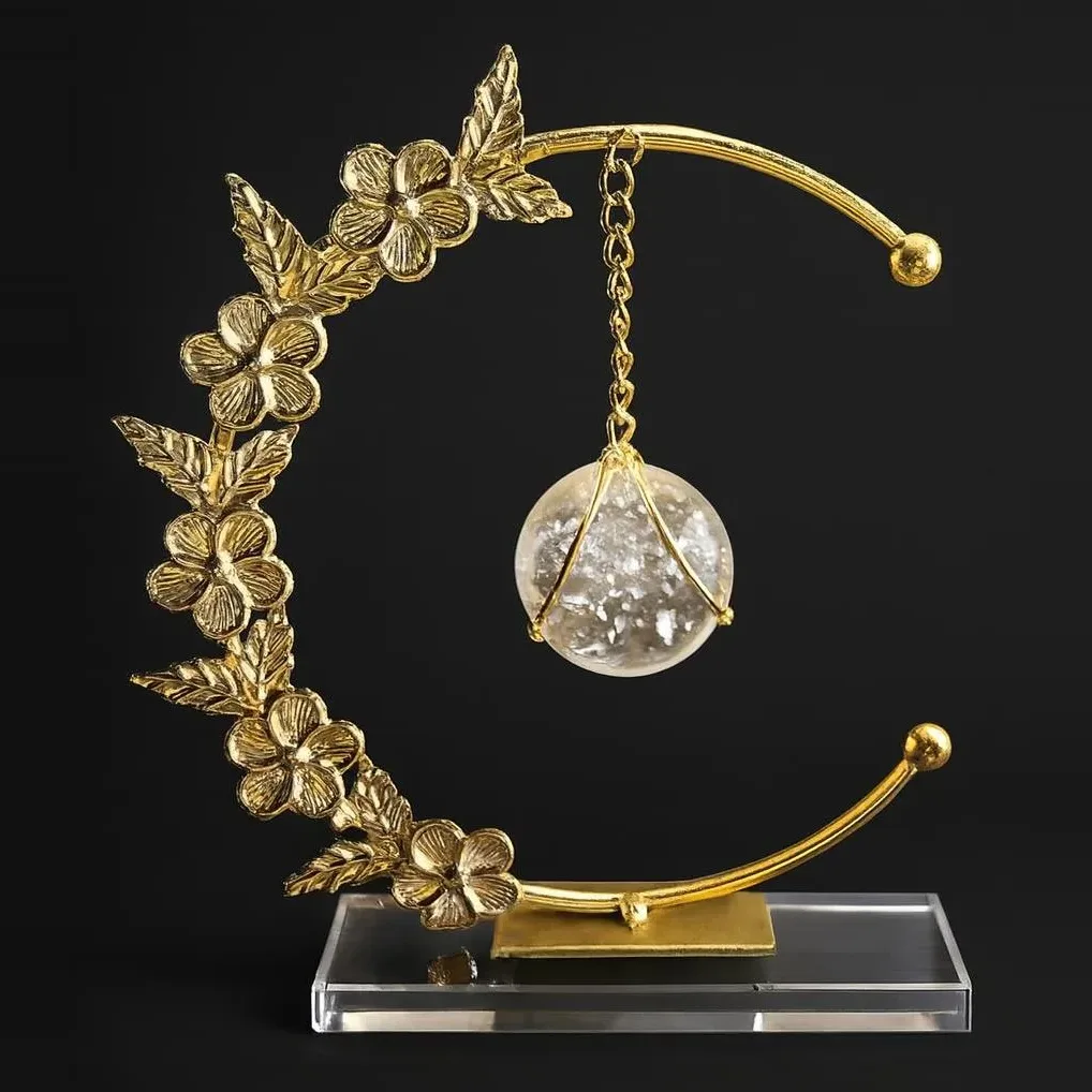 Gold Crescent Moon Decor Stand
