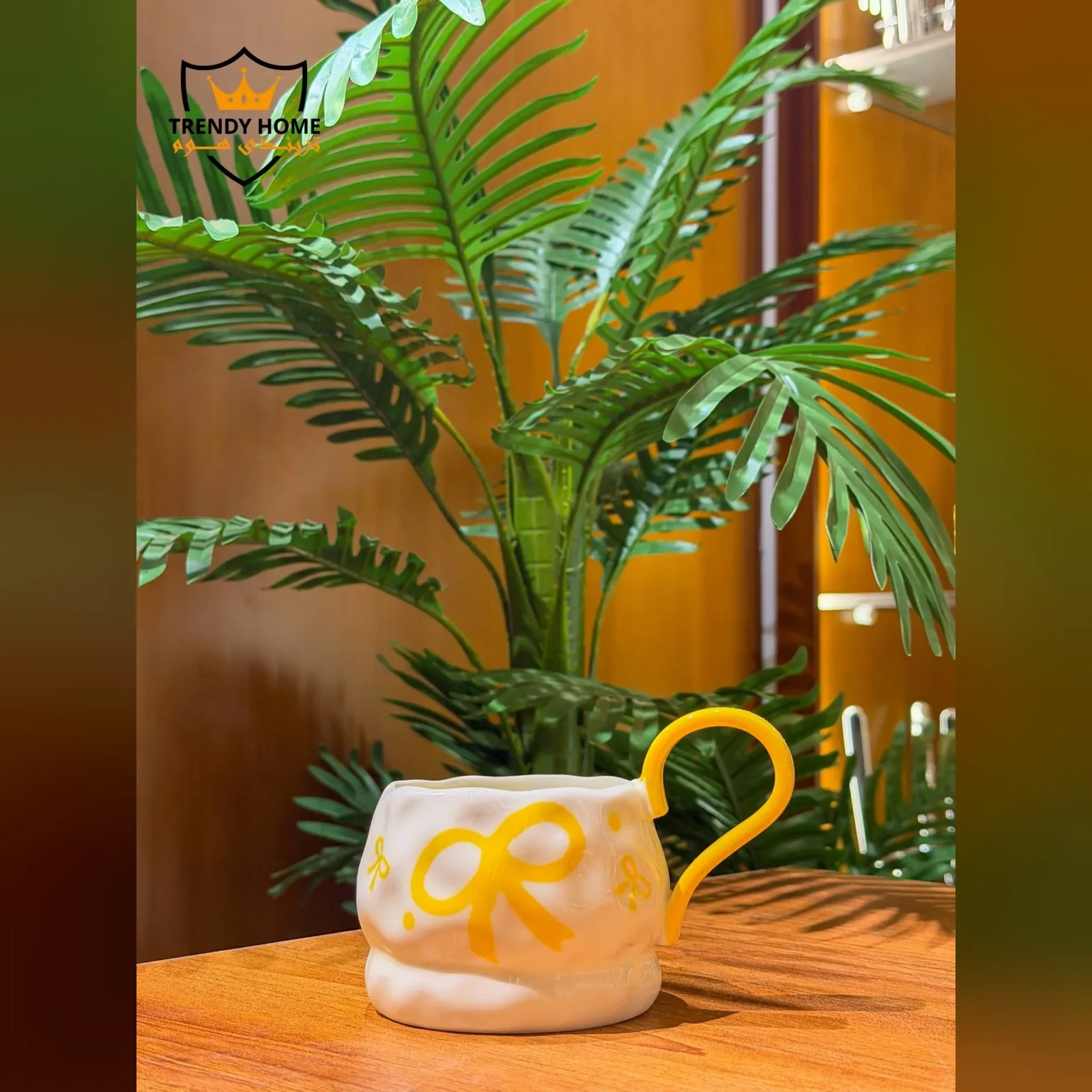 Ceramic Mug with Yellow Bow