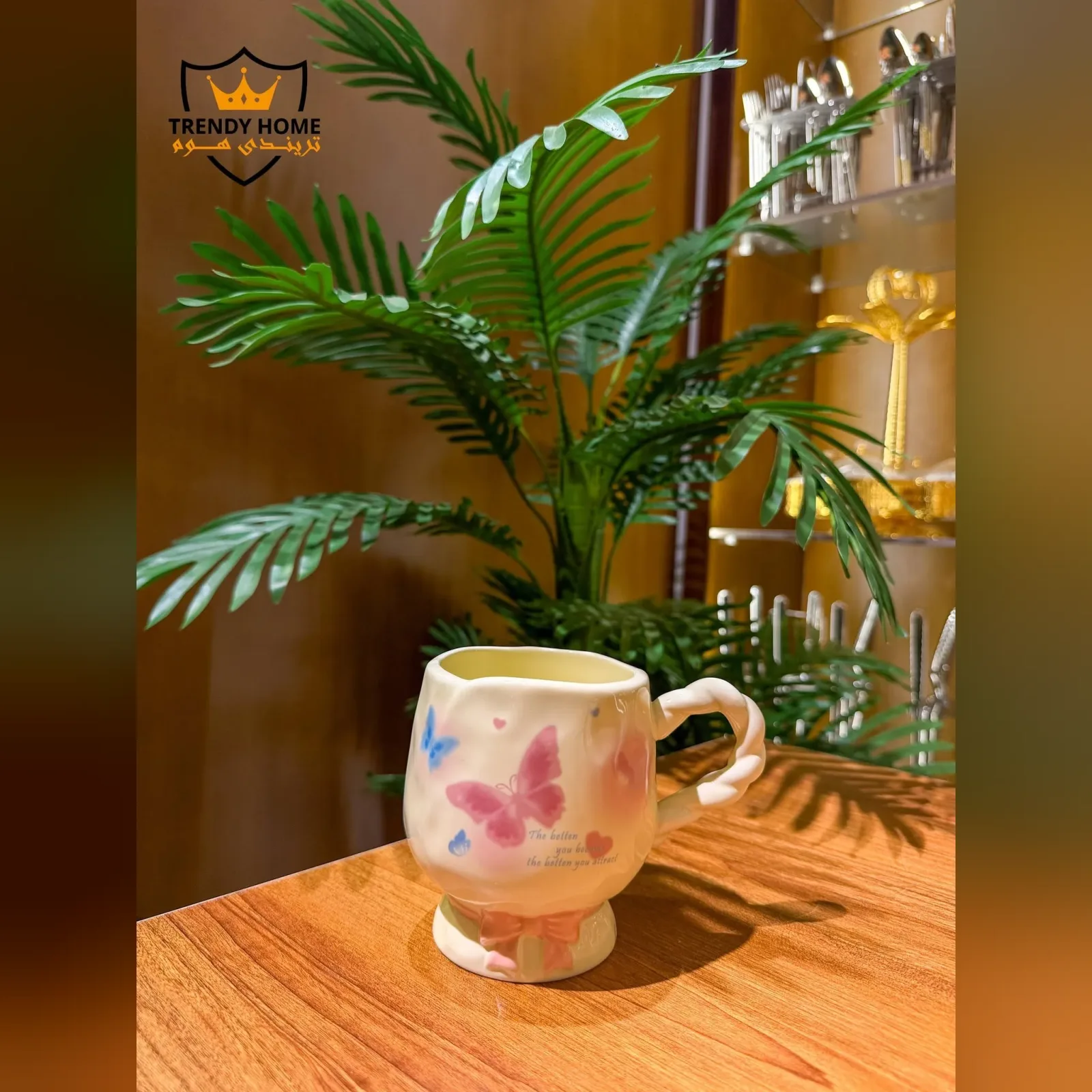 Butterfly Ceramic Mug with Bow