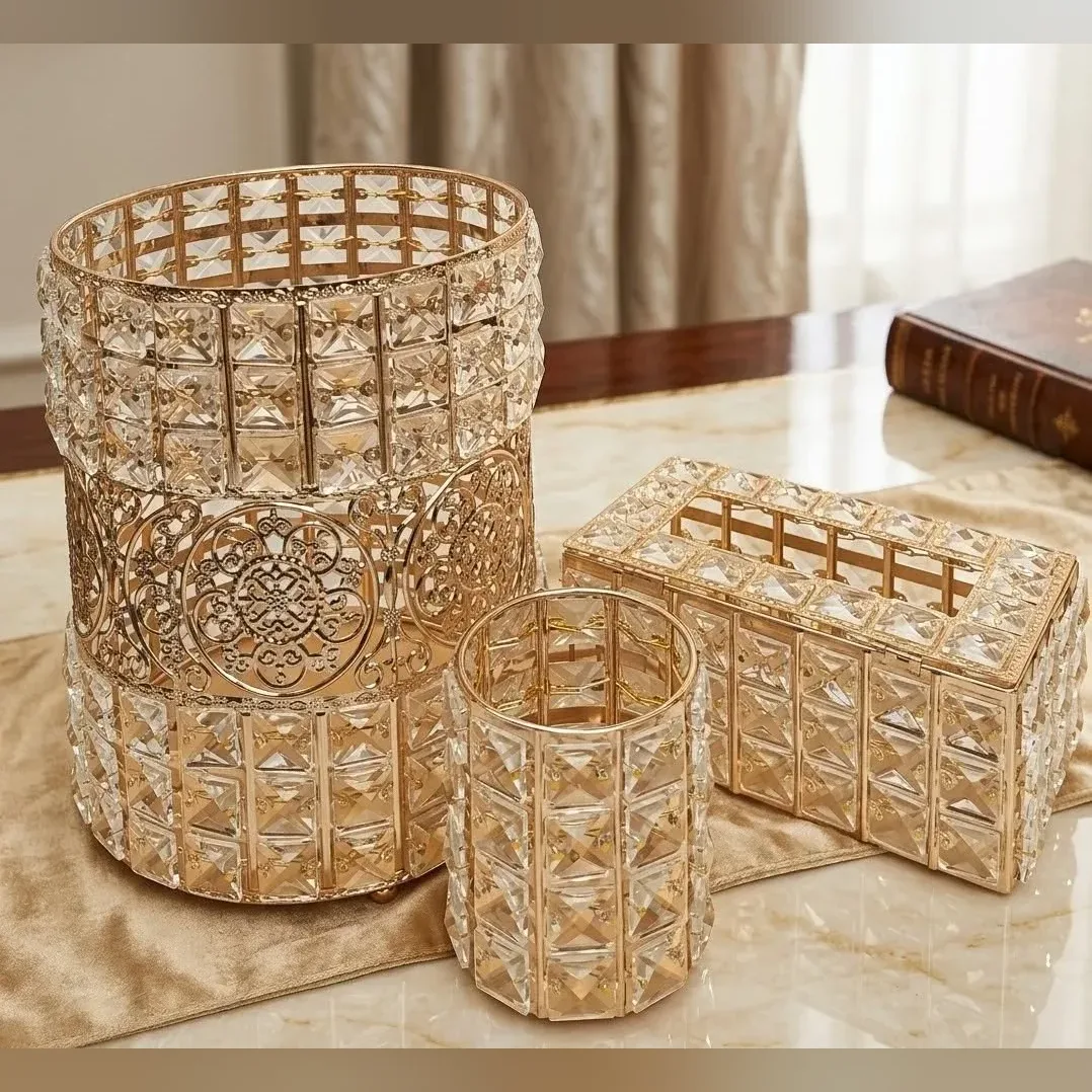 طقم حمام كريستال دهبي