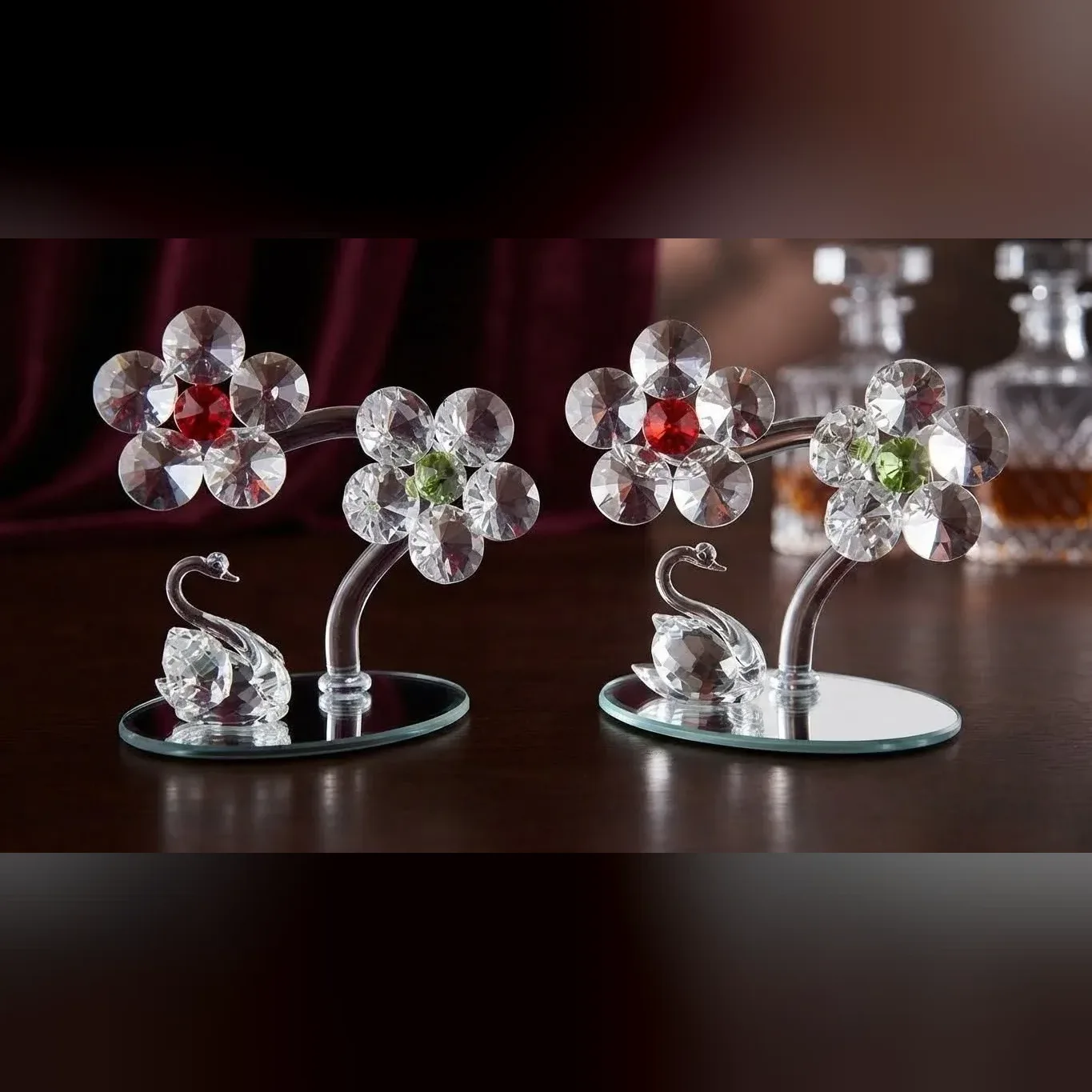 Crystal Swan Flower Figurine
