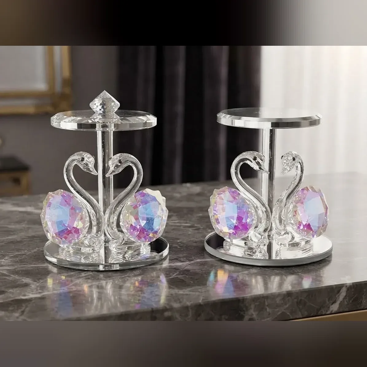 Crystal Swan Pair Ornament