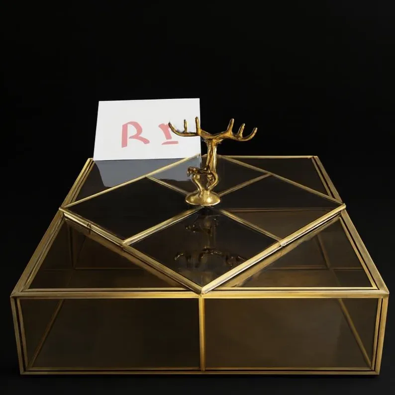 Glass Nut Serving Box with Deer Lid