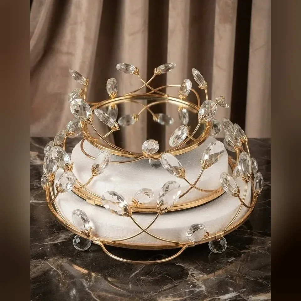 Gold Crystal Two-Tier Cake Stand