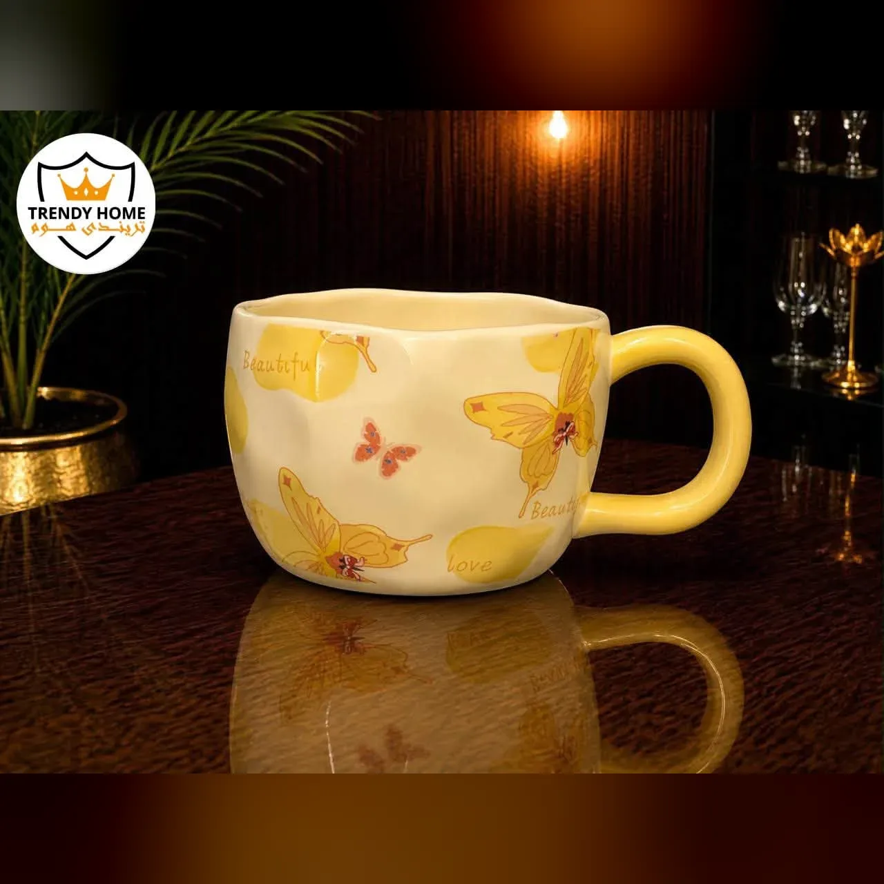 Yellow Butterfly Ceramic Mug