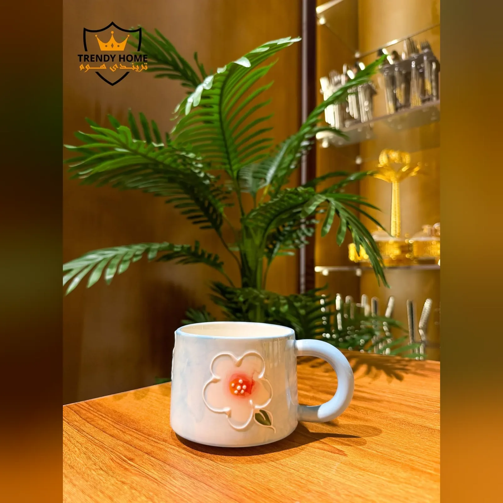 Light Blue Flower Ceramic Mug