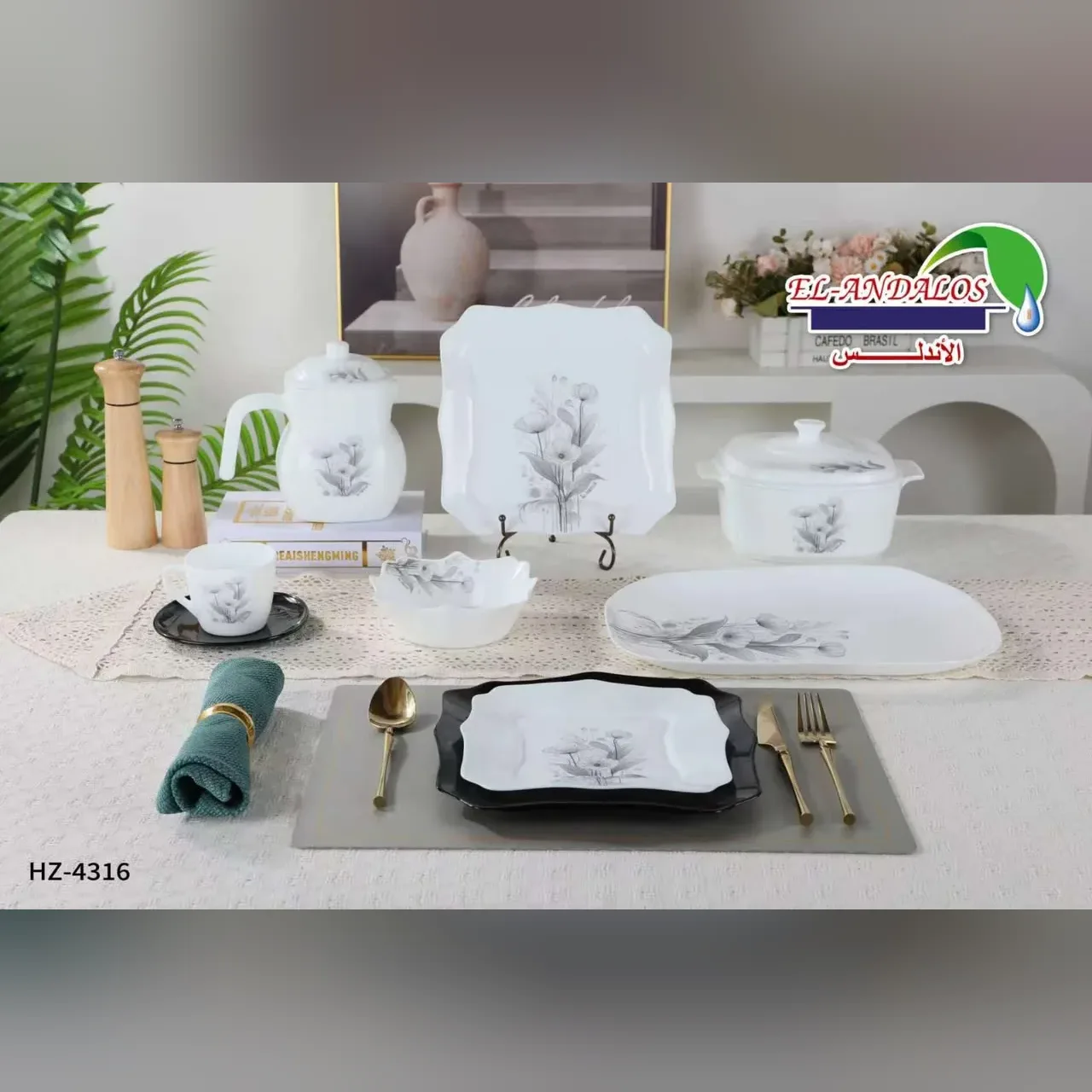 White Floral Dinnerware Set