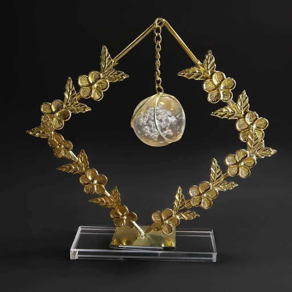 Gold Floral Hanging Crystal Ornament