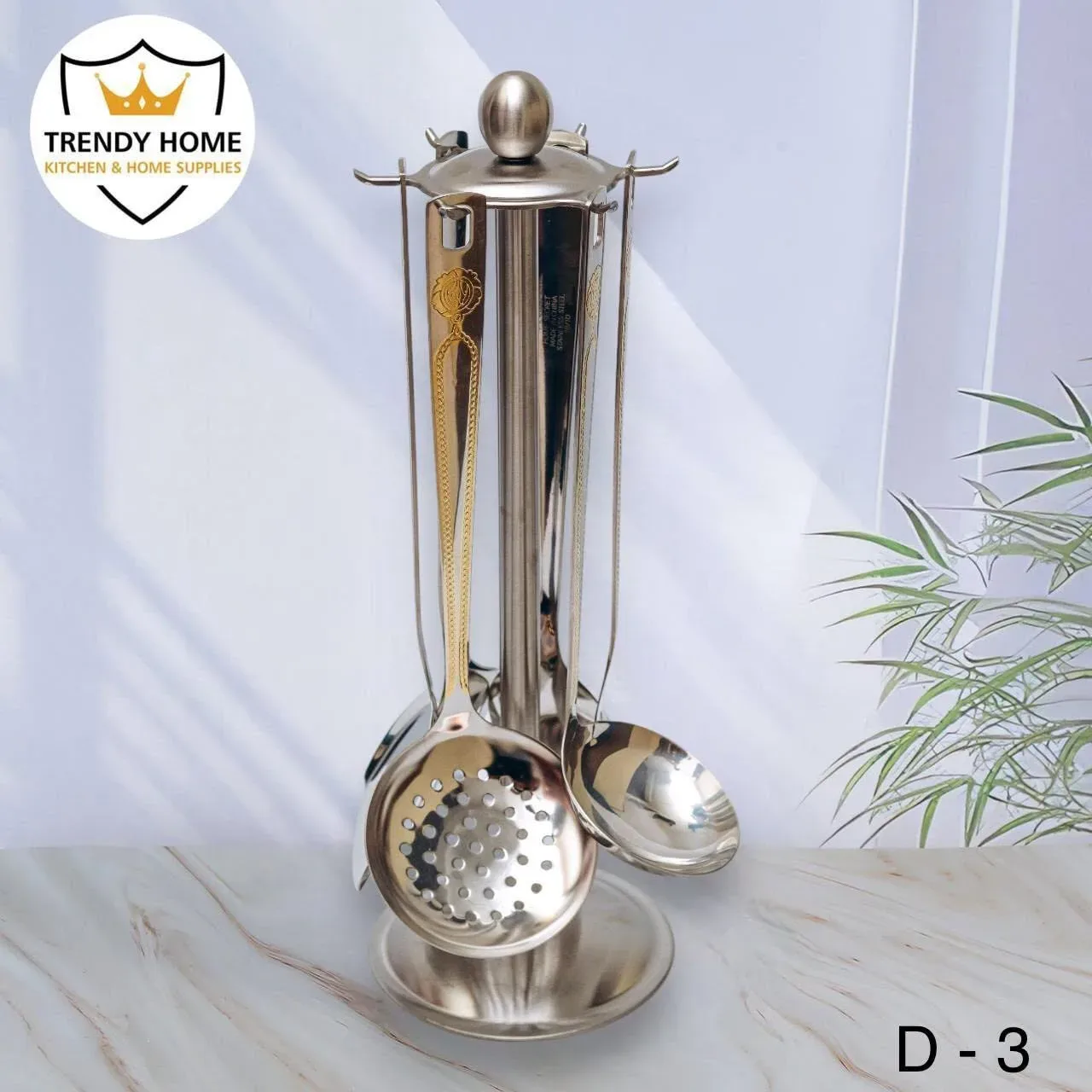 Stainless Steel Kitchen Utensil Set with Stand