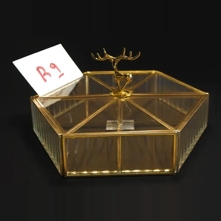 Glass Hexagonal Nut Serving Box
