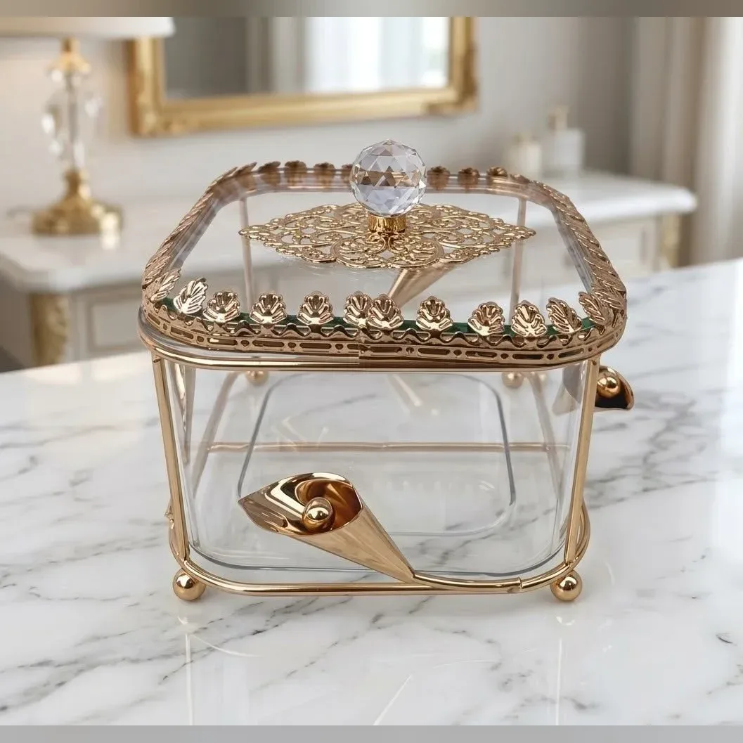 Glass Gold Bonbonniere Box