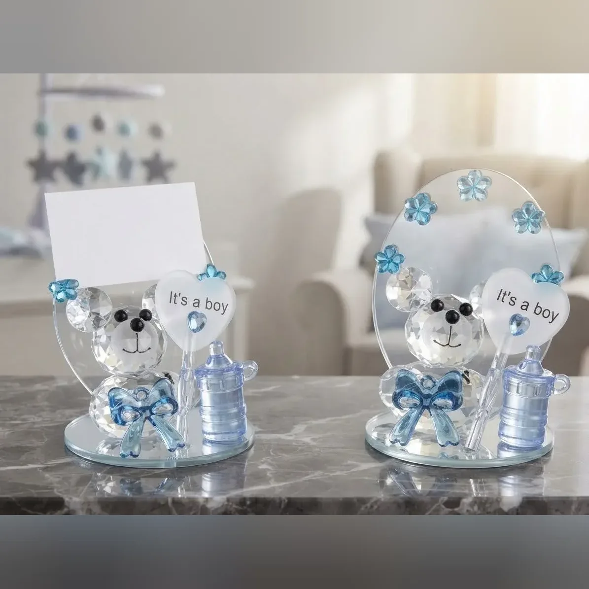 Crystal Teddy Bear Baby Boy Favor