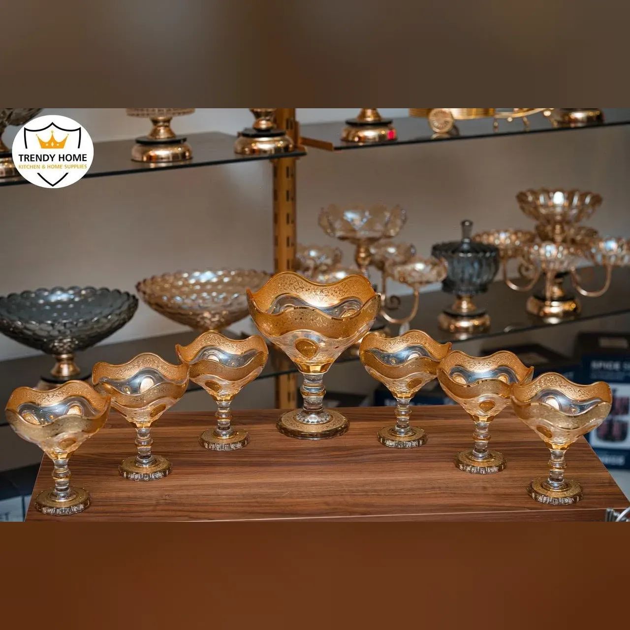 Gold-Rimmed Glass Dessert Cups Set