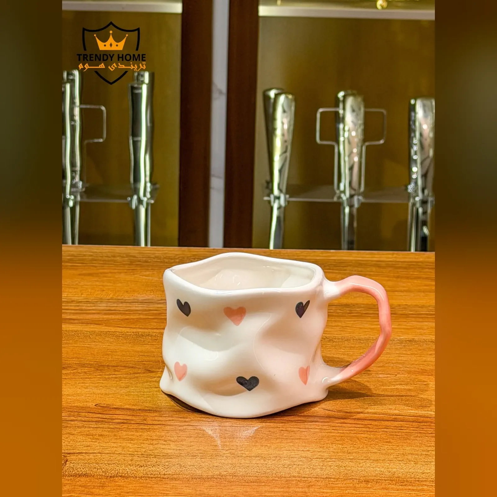 Crinkled Ceramic Mug with Hearts