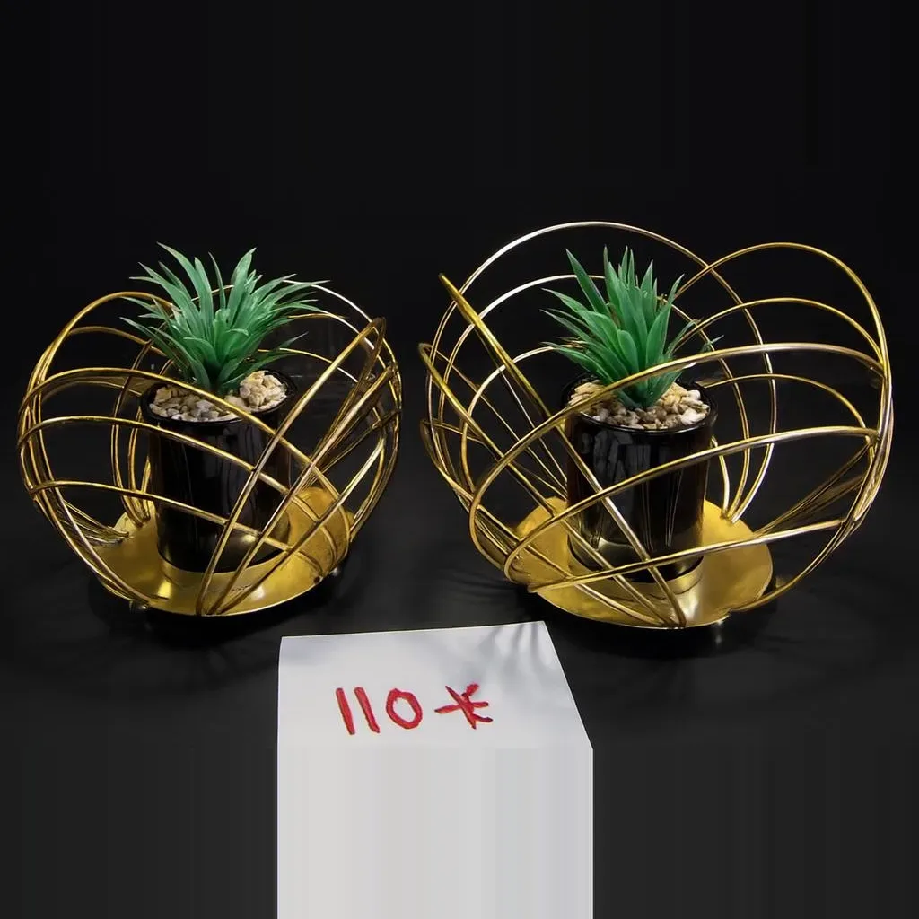 Gold Wire Artificial Plant Decor Set