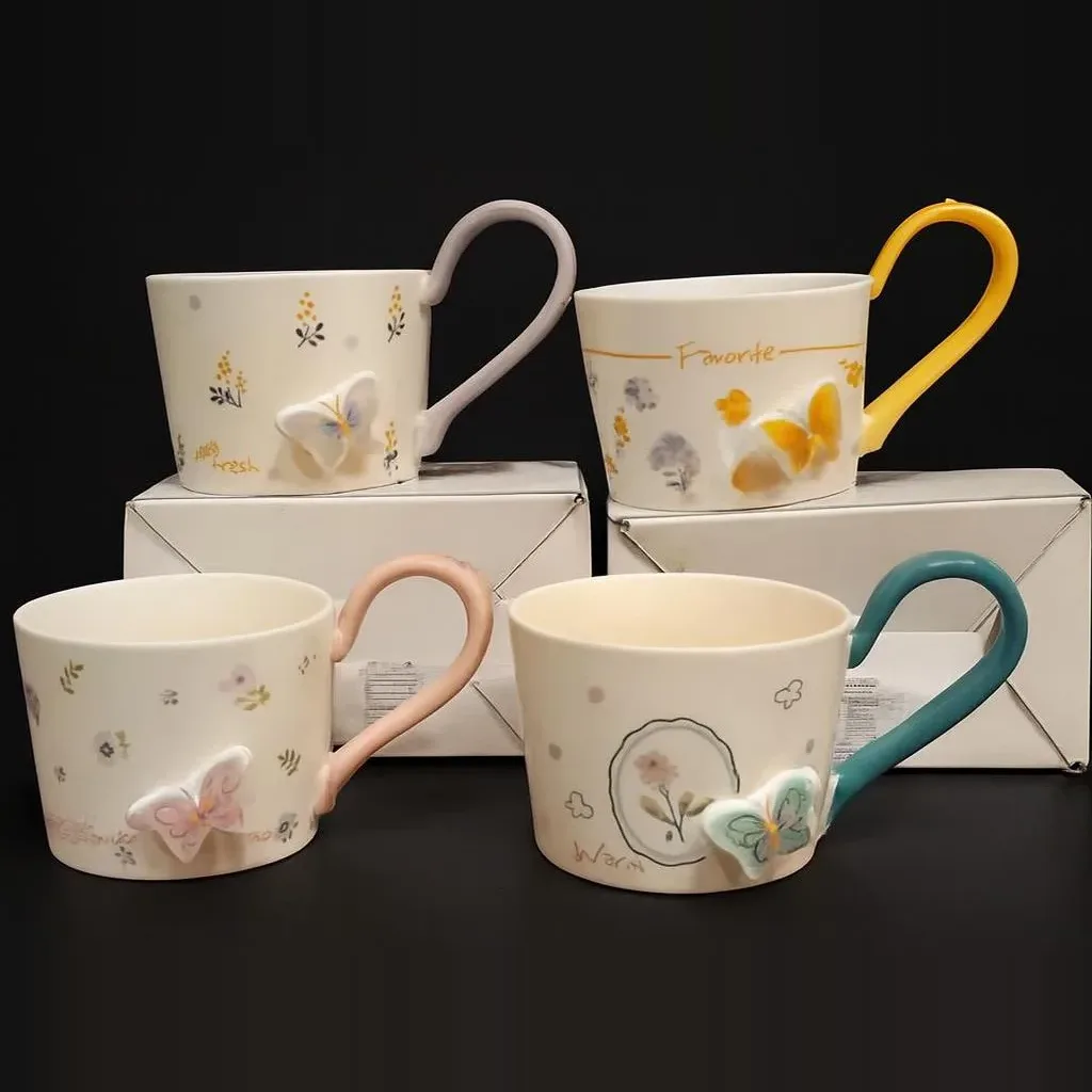 Ceramic Butterfly Floral Mug