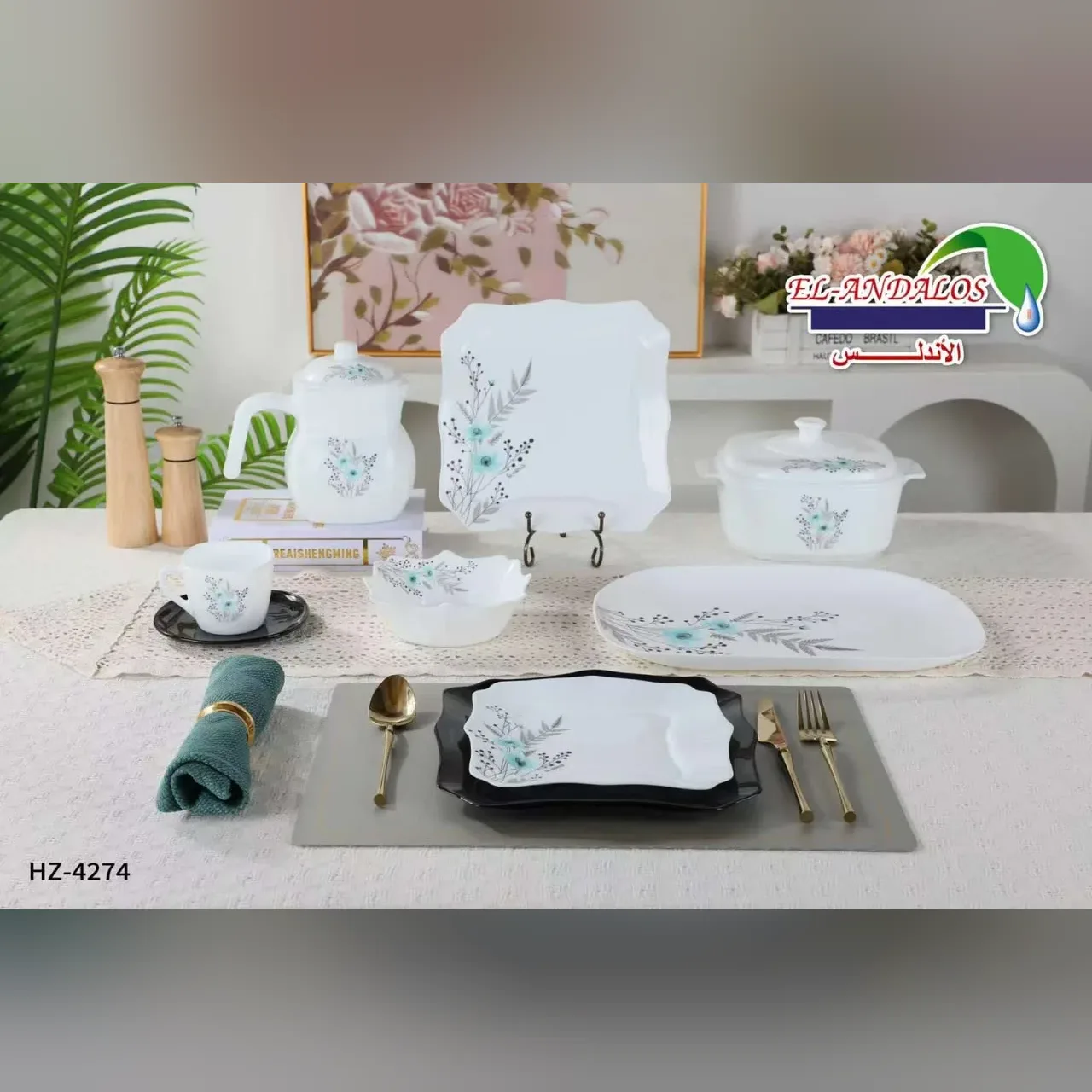 White Floral Dinner Set