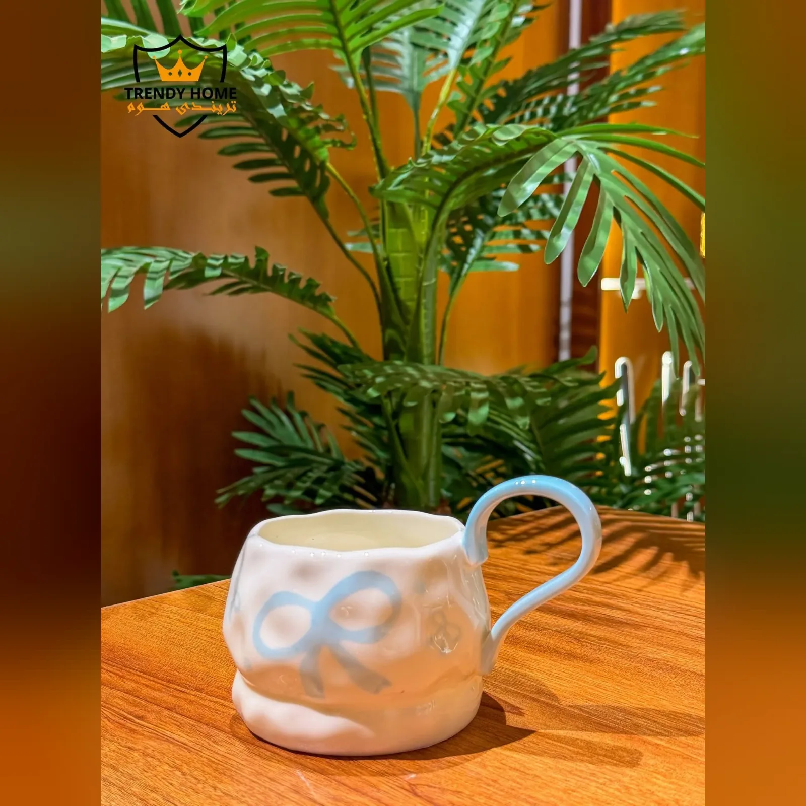 Textured Ceramic Mug with Bow
