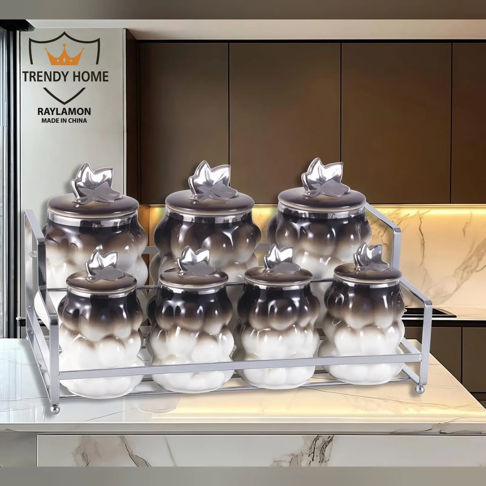 طقم بوتيجات سيراميك مع حامل
