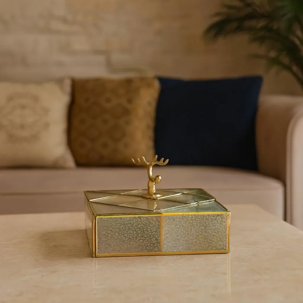 Glass Serving Box with Deer Lid