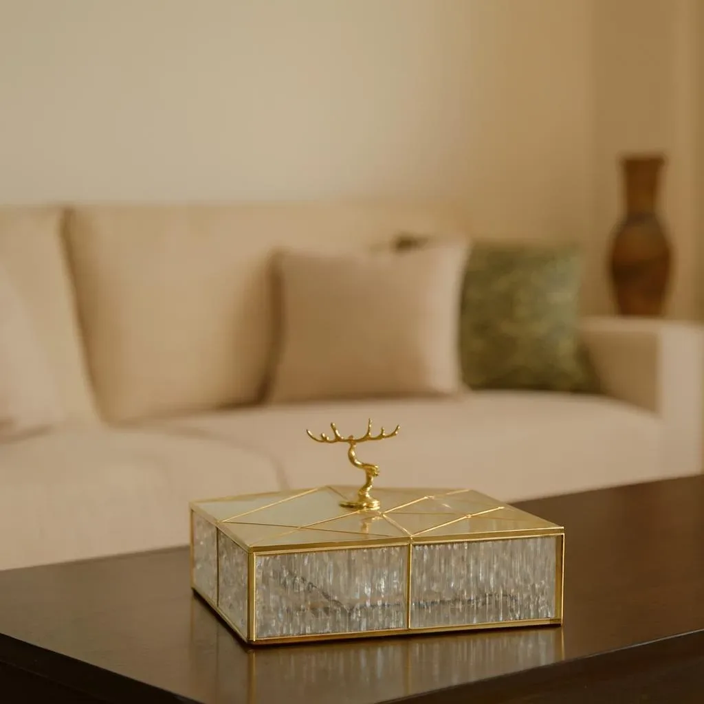 Glass Serving Box with Deer Lid