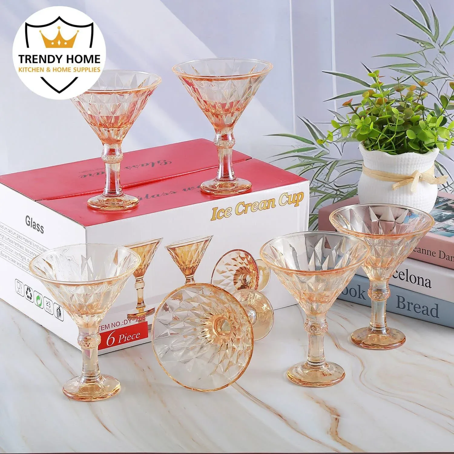 Glass Ice Cream Cups Set