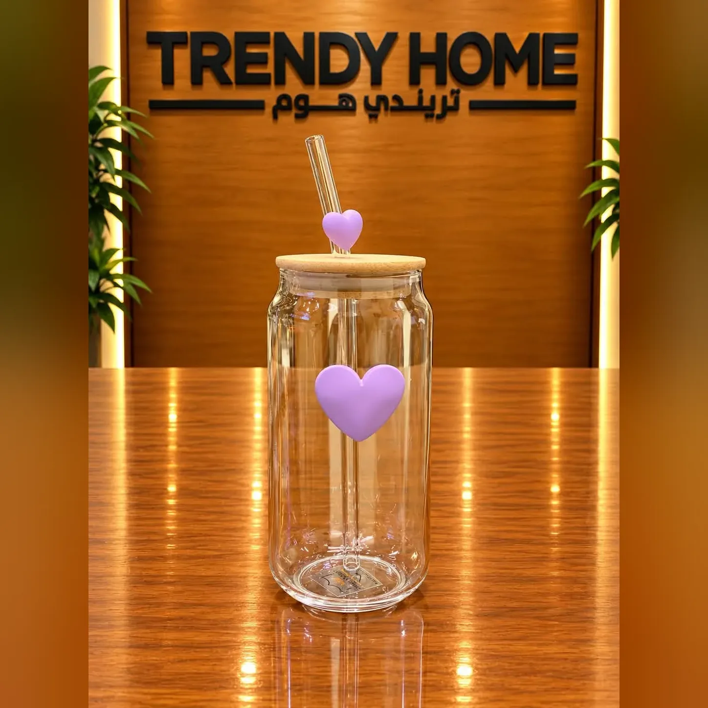 Glass Tumbler with Bamboo Lid and Straw