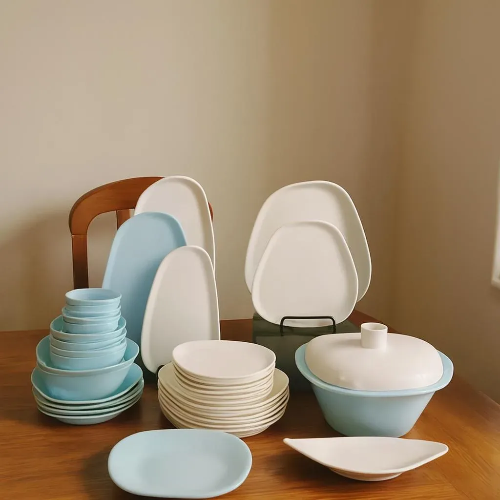 White and Blue Dinner Set