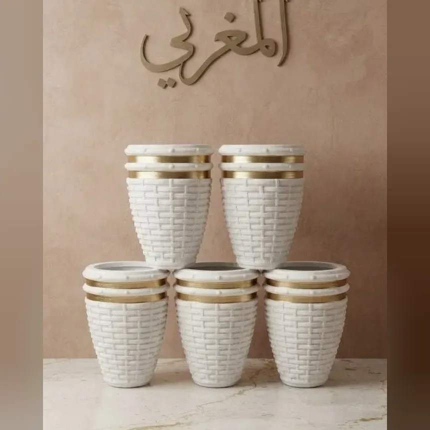 كوبايات سيراميك أبيض ودهبي